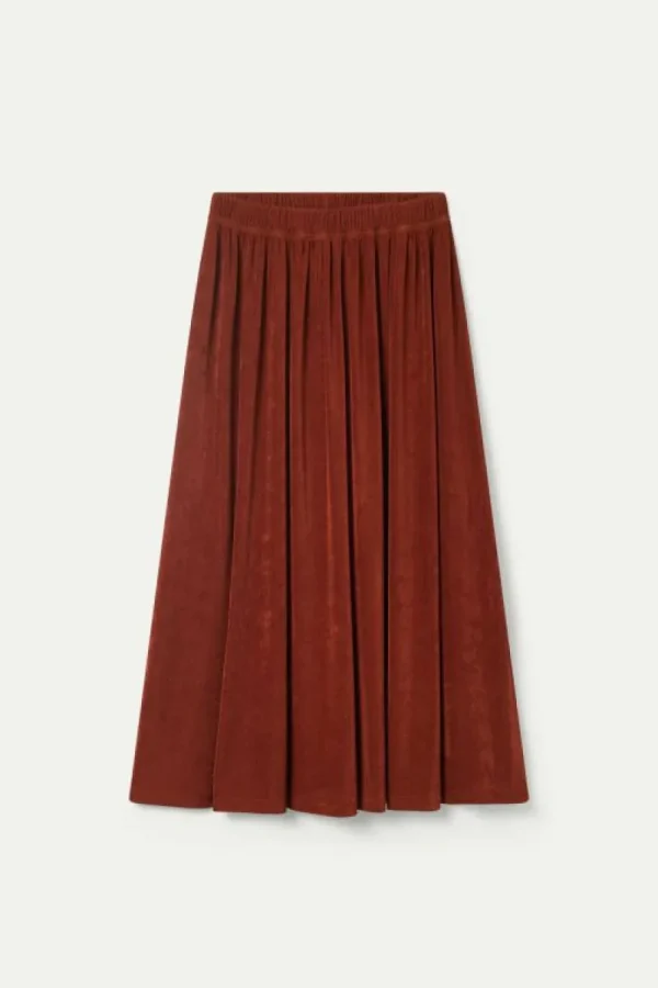 Falda midi acabado brillante marrón-COMPAÑIAFANTASTICA Outlet