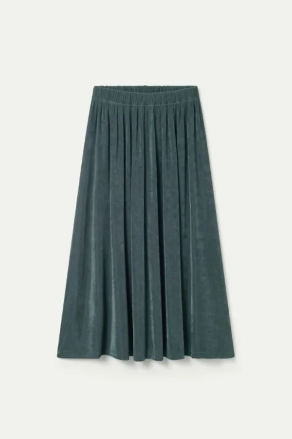 Falda midi acabado brillante gris-COMPAÑIAFANTASTICA New