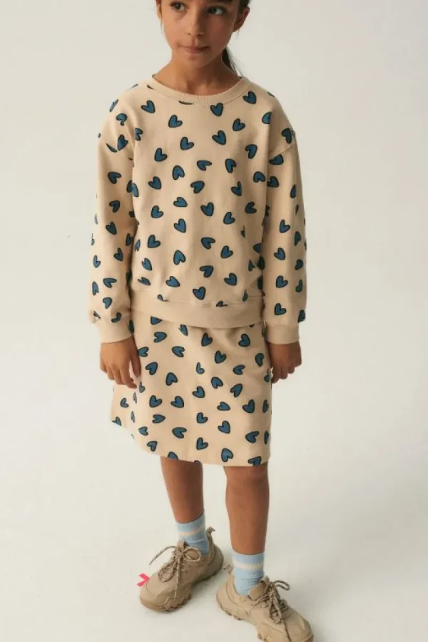 Falda midi de niña con estampado de corazones-MINI Sale