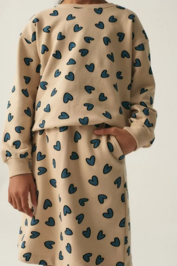 Falda midi de niña con estampado de corazones-MINI Sale