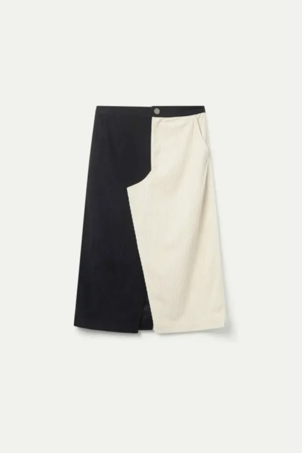 Falda midi de pana blanca y negra-COMPAÑIAFANTASTICA Best Sale