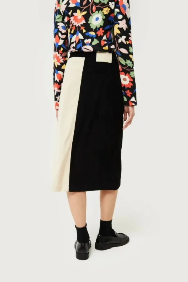 Falda midi de pana blanca y negra-COMPAÑIAFANTASTICA Best Sale