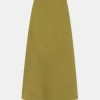 Falda midi de pana de tiro alto verde-COMPAÑIAFANTASTICA Cheap
