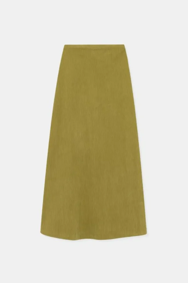 Falda midi de pana de tiro alto verde-COMPAÑIAFANTASTICA Cheap