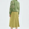 Falda midi de pana de tiro alto verde-COMPAÑIAFANTASTICA Cheap