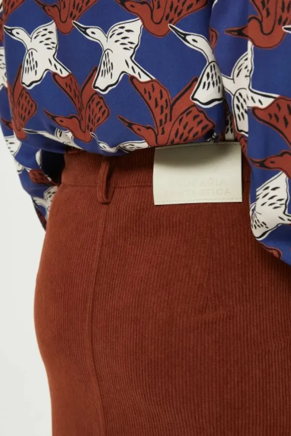 Falda midi de pana marrón-COMPAÑIAFANTASTICA Cheap