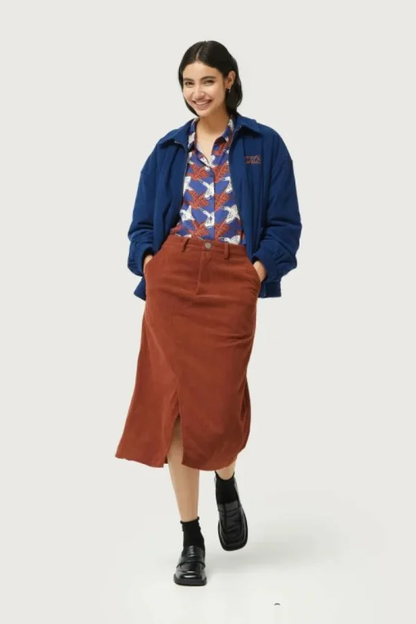 Falda midi de pana marrón-COMPAÑIAFANTASTICA Cheap