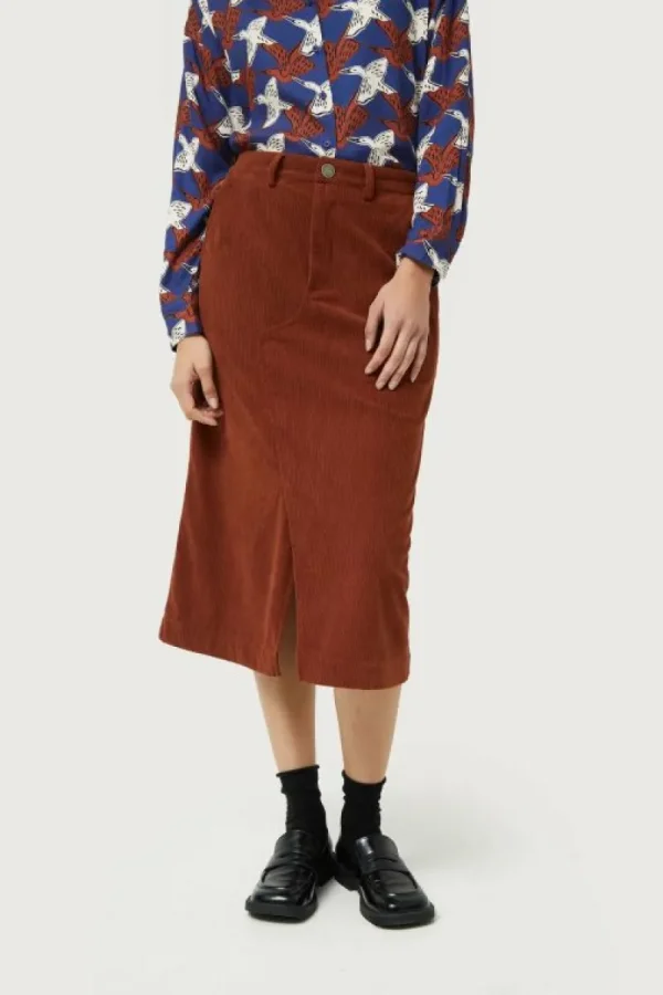 Falda midi de pana marrón-COMPAÑIAFANTASTICA Cheap