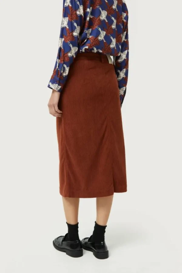 Falda midi de pana marrón-COMPAÑIAFANTASTICA Cheap