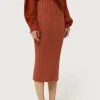 Falda midi de punto marrón-COMPAÑIAFANTASTICA Outlet
