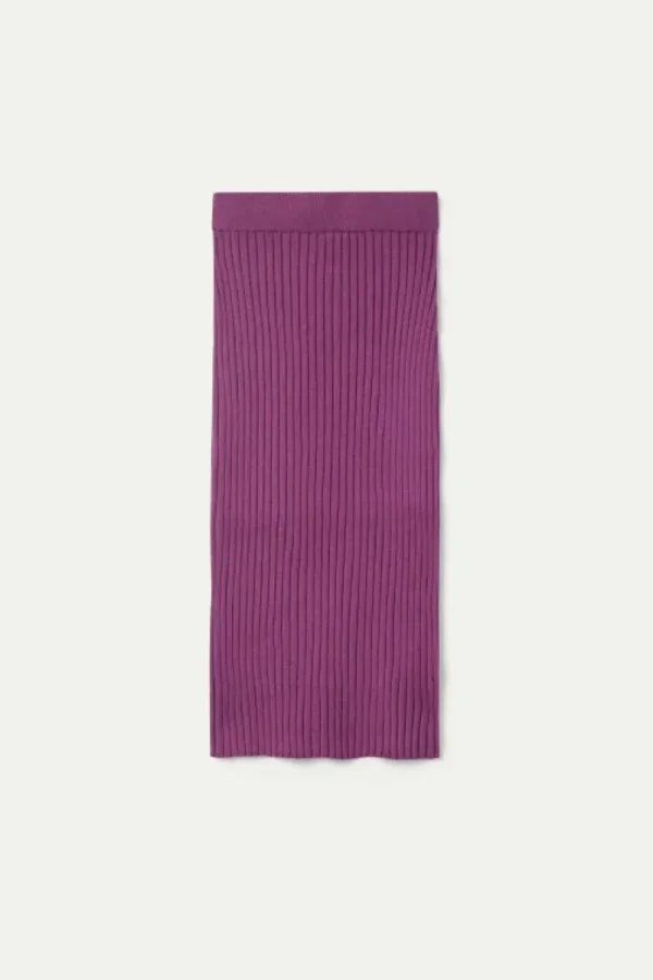 Falda midi de punto morada-COMPAÑIAFANTASTICA Fashion