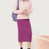 Falda midi de punto morada-COMPAÑIAFANTASTICA Fashion