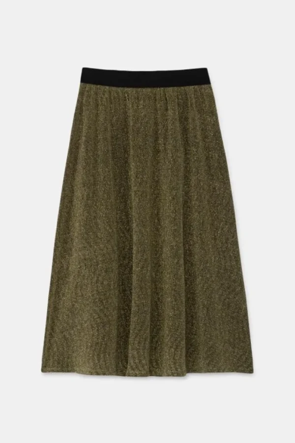 Falda midi elástica brillante dorada-COMPAÑIAFANTASTICA Cheap