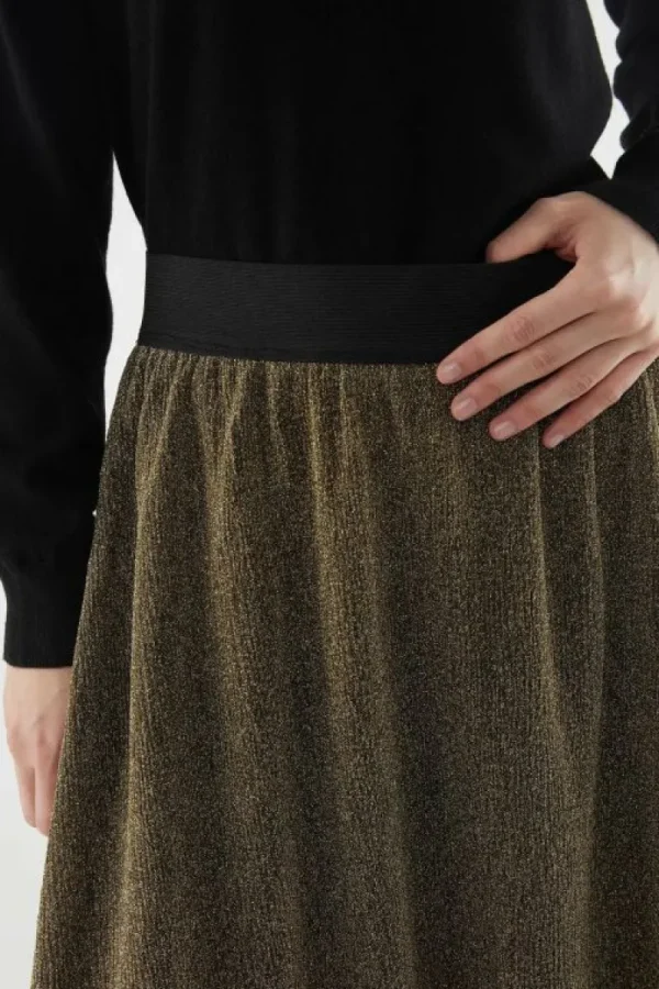 Falda midi elástica brillante dorada-COMPAÑIAFANTASTICA Cheap