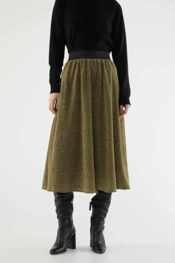 Falda midi elástica brillante dorada-COMPAÑIAFANTASTICA Cheap