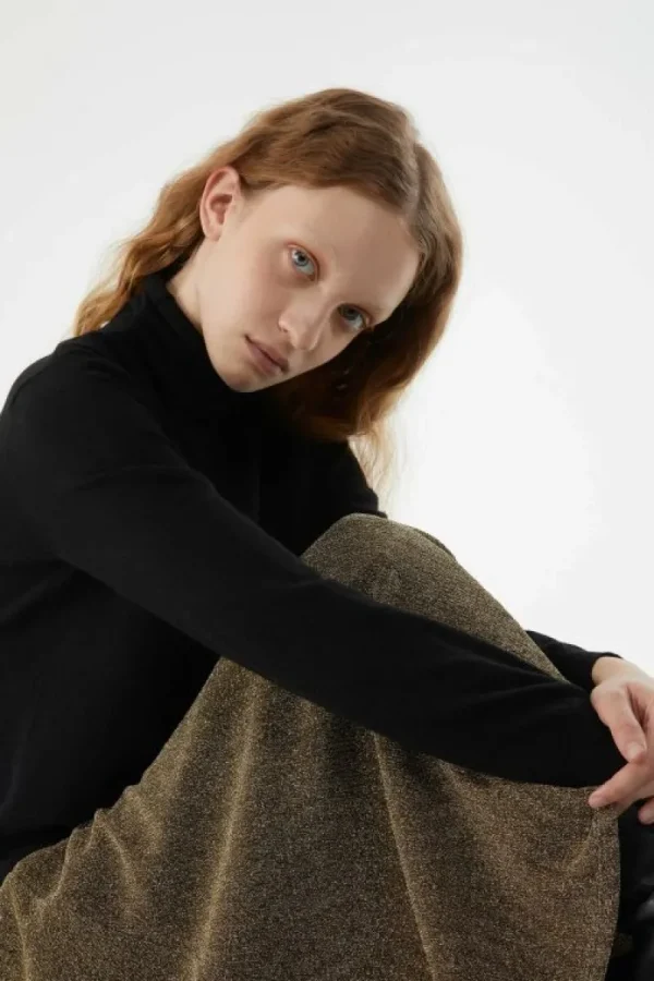 Falda midi elástica brillante dorada-COMPAÑIAFANTASTICA Cheap