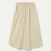 Falda midi en tejido técnico beige-COMPAÑIAFANTASTICA Outlet