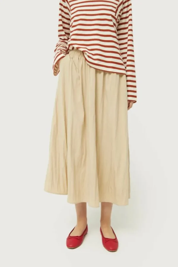 Falda midi en tejido técnico beige-COMPAÑIAFANTASTICA Outlet