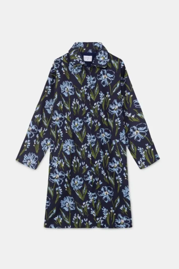 Gabardina midi con estampado floral azul-COMPAÑIAFANTASTICA Online