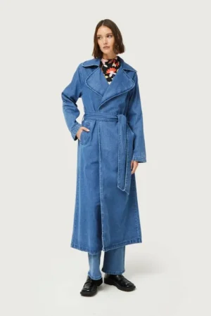Gabardina midi vaquera azul-COMPAÑIAFANTASTICA Best Sale