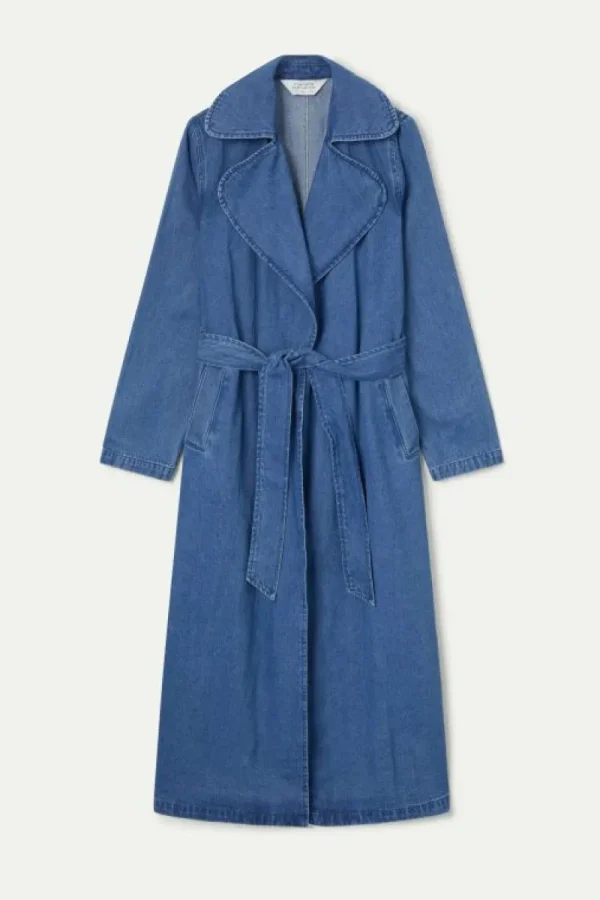 Gabardina midi vaquera azul-COMPAÑIAFANTASTICA Best Sale