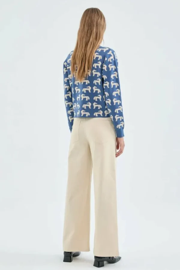 Jeans flare de tiro alto blancos-COMPAÑIAFANTASTICA Clearance