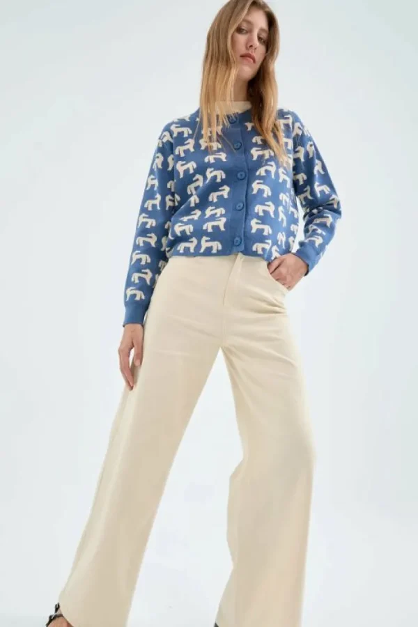 Jeans flare de tiro alto blancos-COMPAÑIAFANTASTICA Clearance