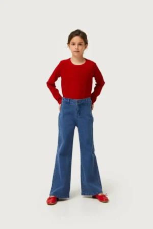 Jeans largos de niña rectos azules-MINI Best Sale
