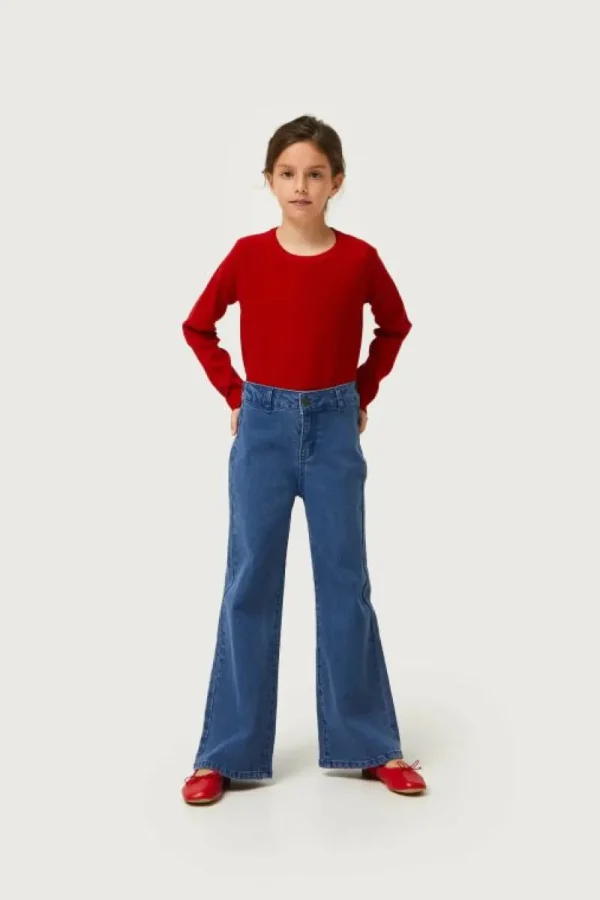 Jeans largos de niña rectos azules-MINI Best Sale
