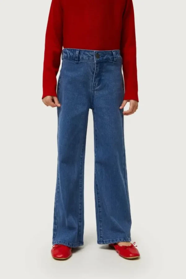 Jeans largos de niña rectos azules-MINI Best Sale