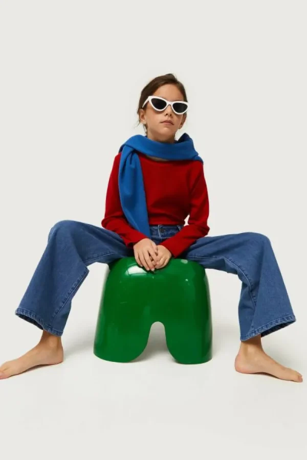 Jeans largos de niña rectos azules-MINI Best Sale