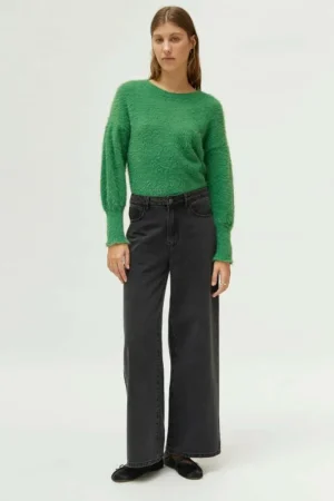 Jeans pernera ancha negro lavado-COMPAÑIAFANTASTICA Flash Sale