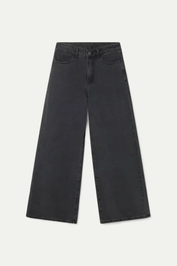 Jeans pernera ancha negro lavado-COMPAÑIAFANTASTICA Flash Sale