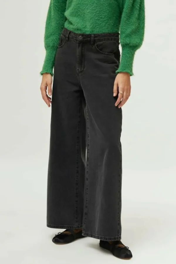 Jeans pernera ancha negro lavado-COMPAÑIAFANTASTICA Flash Sale