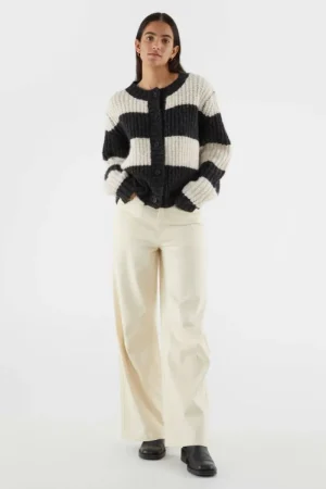 Jeans rectos de tiro alto blancos-COMPAÑIAFANTASTICA Discount