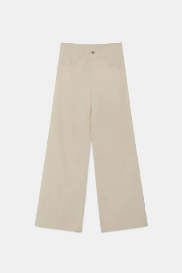 Jeans rectos de tiro alto blancos-COMPAÑIAFANTASTICA Discount