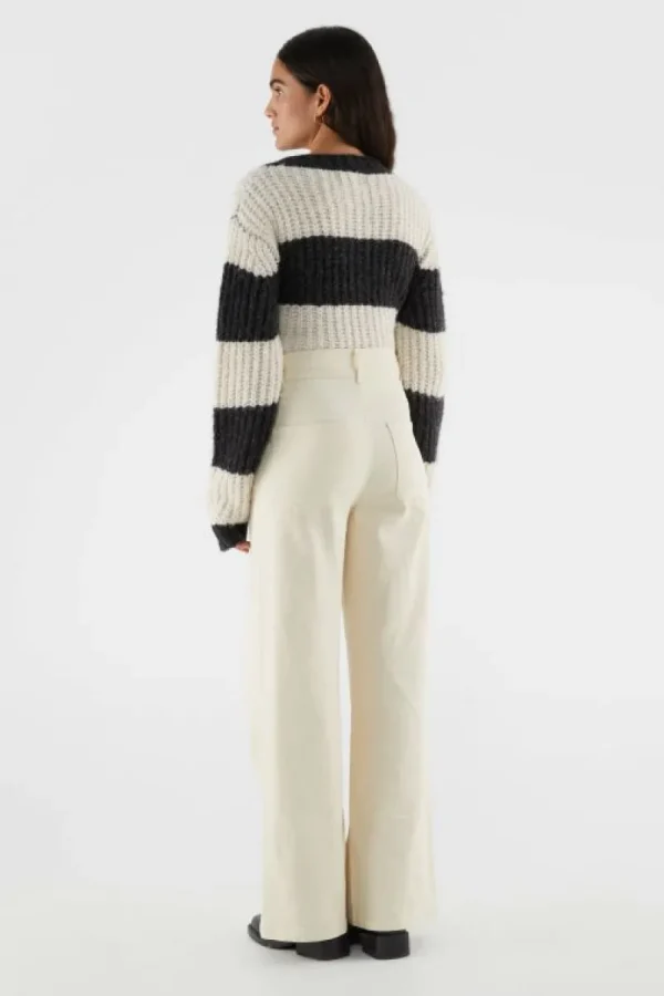 Jeans rectos de tiro alto blancos-COMPAÑIAFANTASTICA Discount