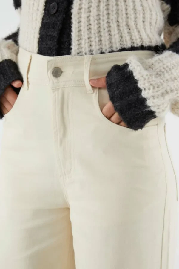 Jeans rectos de tiro alto blancos-COMPAÑIAFANTASTICA Discount