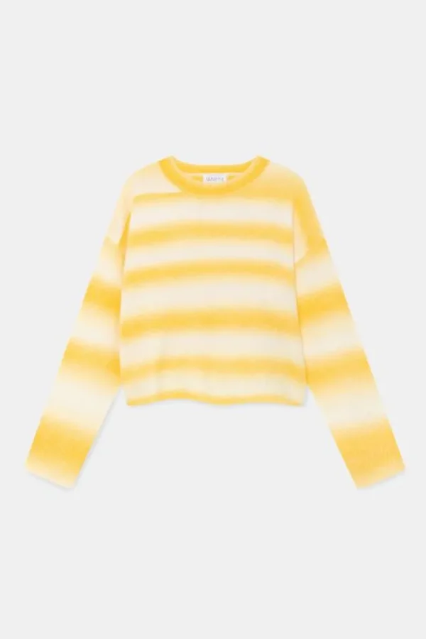 Jersey crop de punto con estampado de rayas amarillas-COMPAÑIAFANTASTICA Outlet