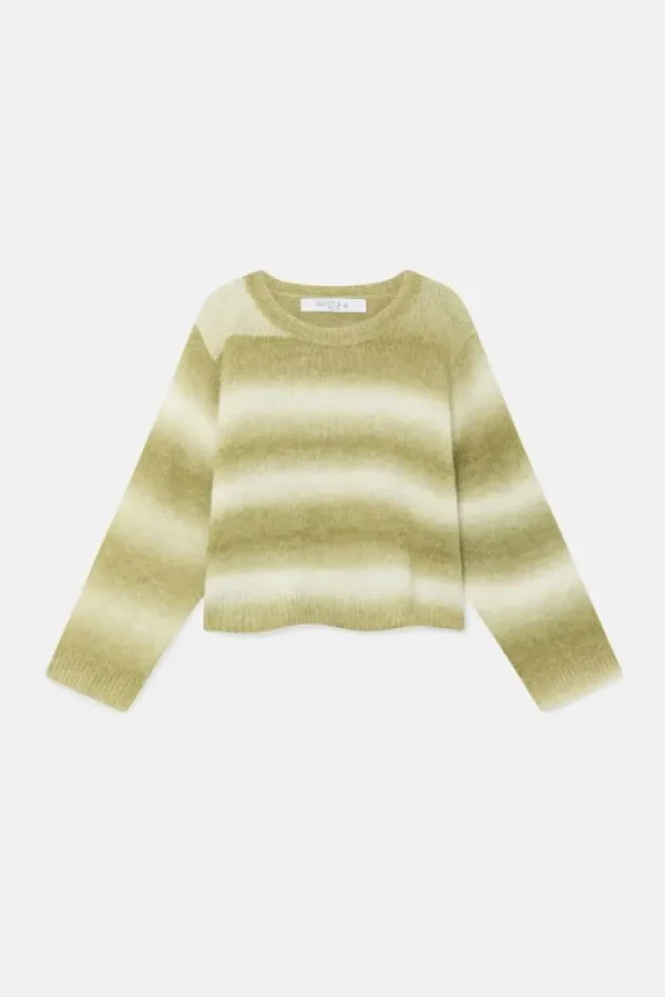 Jersey de niña crop con estampado de rayas verde-MINI Outlet