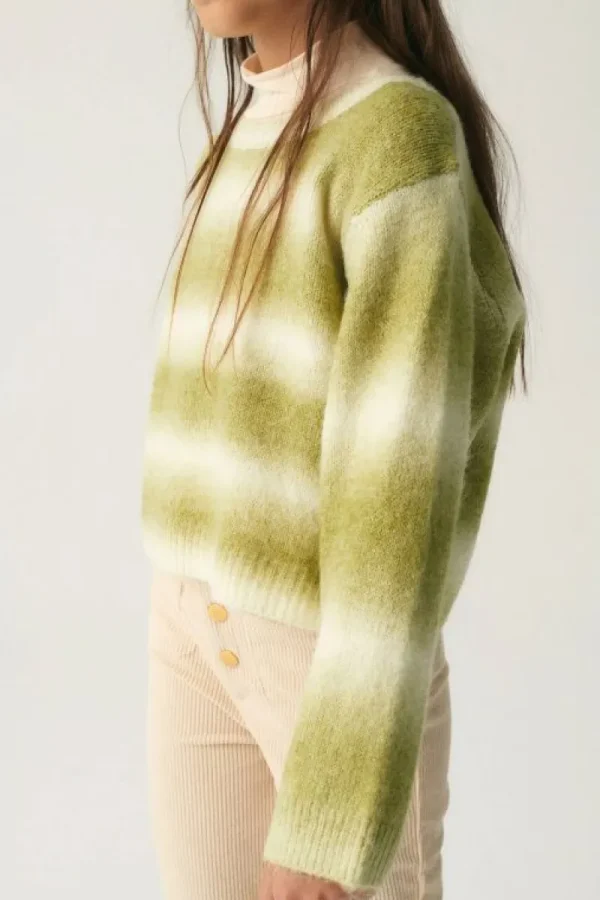 Jersey de niña crop con estampado de rayas verde-MINI Outlet