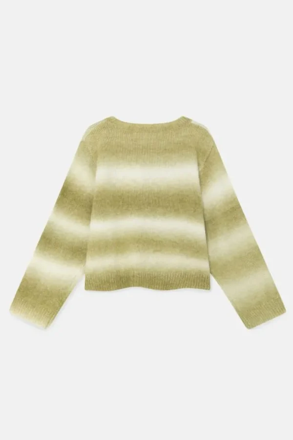 Jersey de niña crop con estampado de rayas verde-MINI Outlet