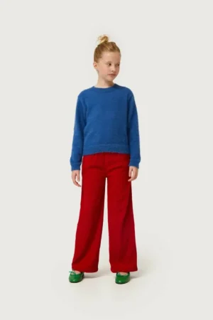 Jersey de niña de punto con textura azul-MINI New