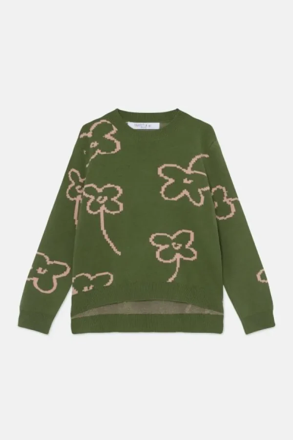 Jersey de niña de punto con estampado floral-MINI Cheap