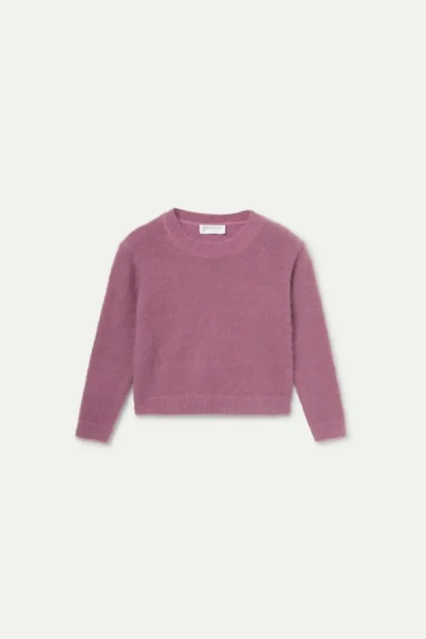 Jersey de niña de punto con textura morado-MINI Cheap