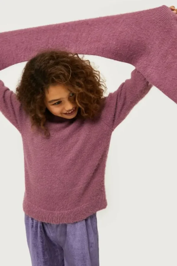 Jersey de niña de punto con textura morado-MINI Cheap