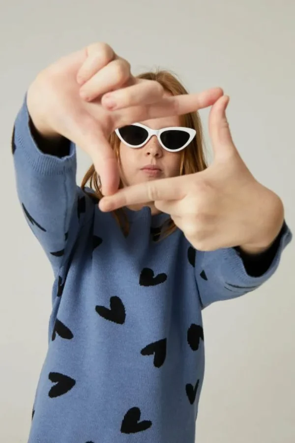 Jersey de niña de punto con estampado de corazones-MINI Best