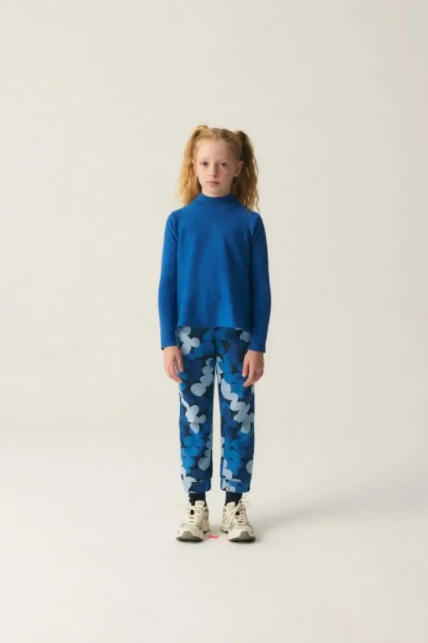 Jersey de niña de punto evasé azul-MINI New