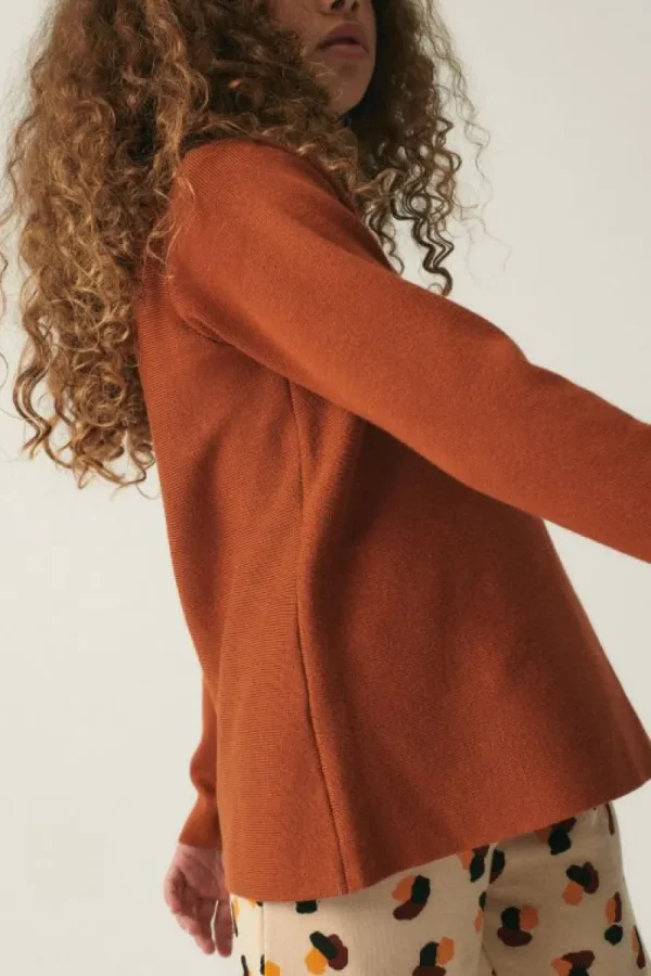 Jersey de niña de punto evasé marrón-MINI New