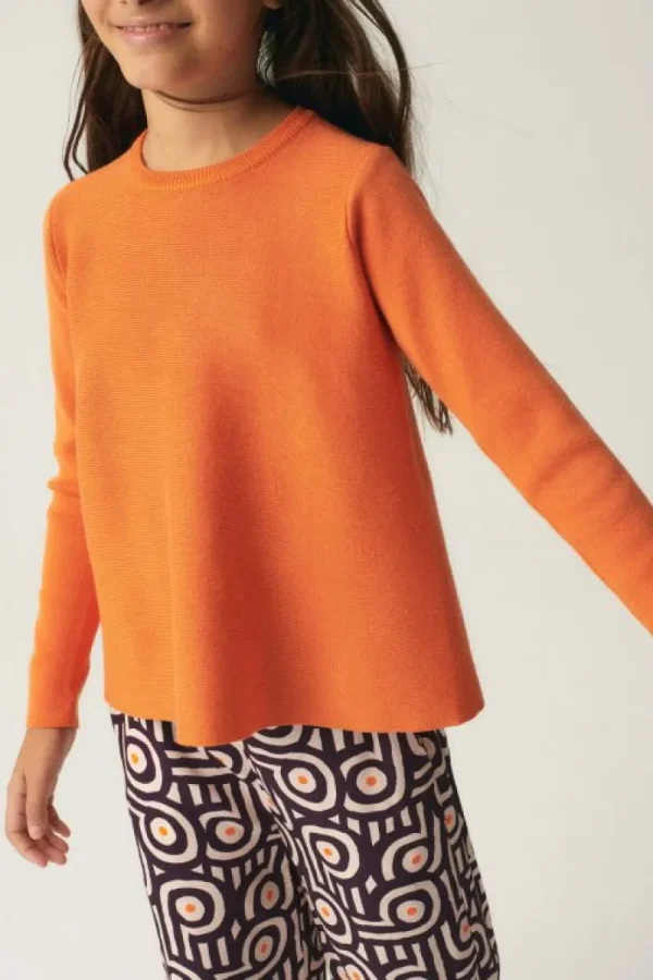 Jersey de niña de punto evasé naranja-MINI Outlet